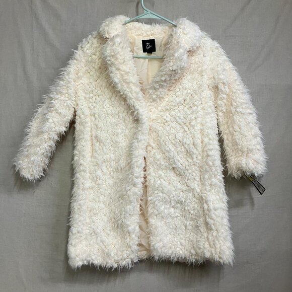 Art Class Girl's Size XL Ivory Long Faux Fur Mid Length Single-Button Lined Coat - Picture 4 of 16